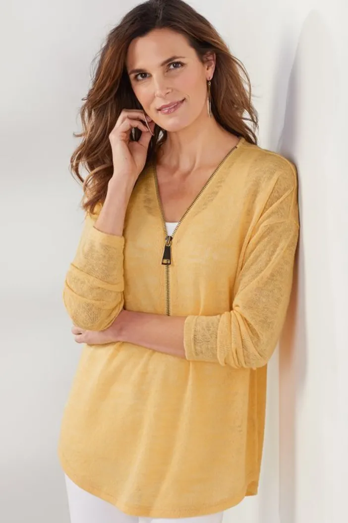Soft Surroundings Tops|Sweaters & Cardigans|Valentina Zip Sweater