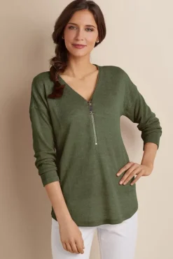 Soft Surroundings Tops|Sweaters & Cardigans|Valentina Zip Sweater