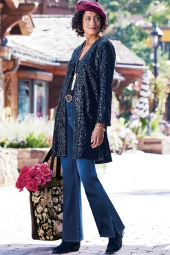 Soft Surroundings Toppers|Jackets & Coats|Valetta Sequin Topper BlackSequins