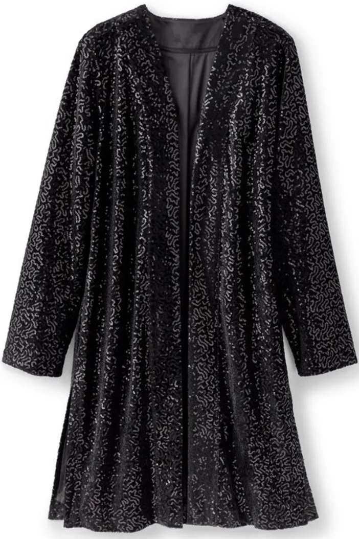 Soft Surroundings Toppers|Jackets & Coats|Valetta Sequin Topper BlackSequins