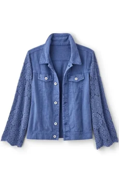 Soft Surroundings Jackets & Coats|Varese Linen Blend Jacket ColonyBlue