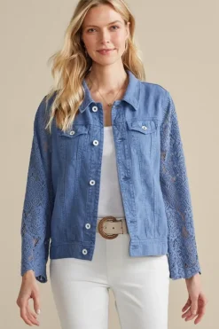 Soft Surroundings Jackets & Coats|Varese Linen Blend Jacket ColonyBlue