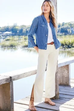 Soft Surroundings Jackets & Coats|Varese Linen Blend Jacket ColonyBlue