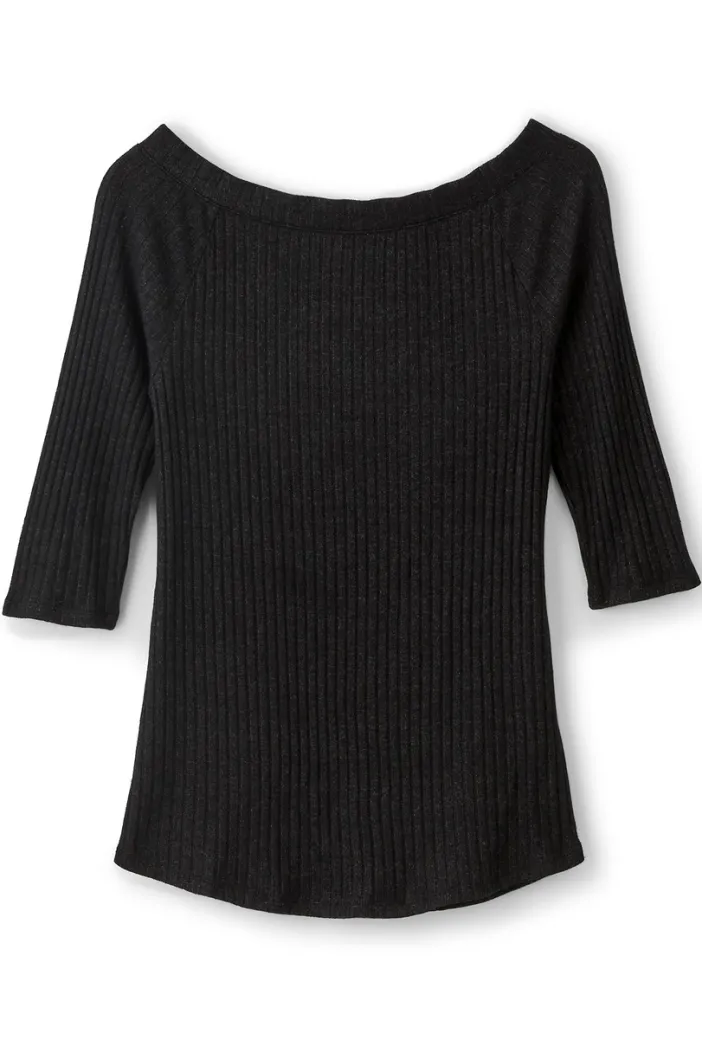 Soft Surroundings Tops|Veda Rib Top WashedBlack