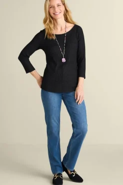 Soft Surroundings Tops|Veda Rib Top WashedBlack