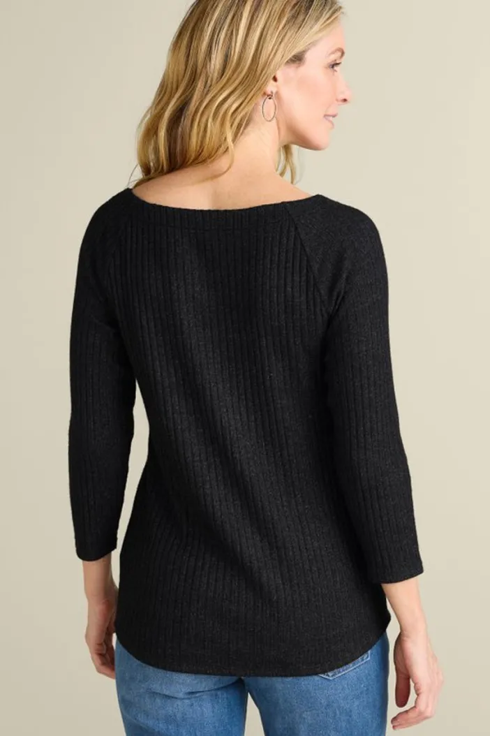Soft Surroundings Tops|Veda Rib Top WashedBlack