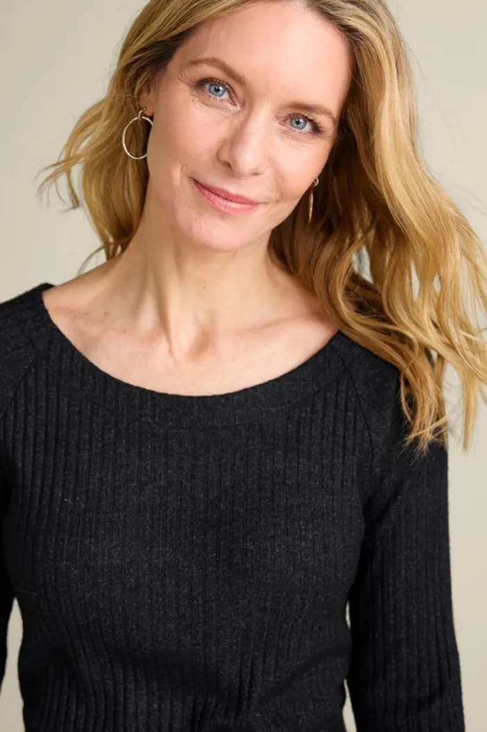 Soft Surroundings Tops|Veda Rib Top WashedBlack
