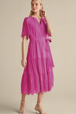 Soft Surroundings Dresses|Verena Eyelet Midi Dress DeepOrchid
