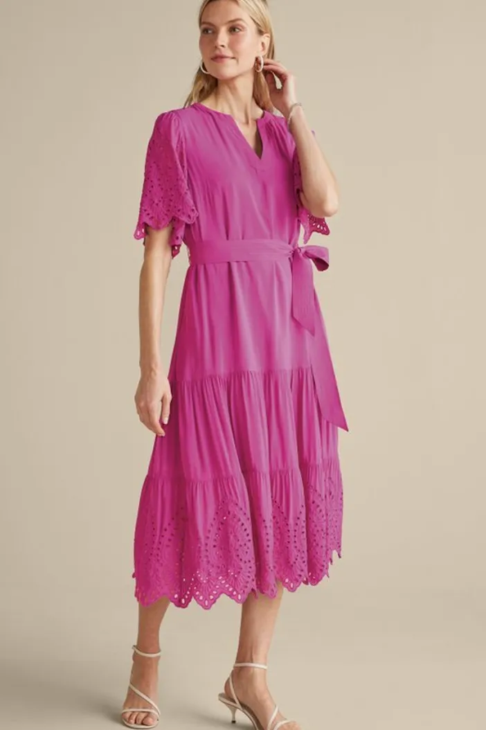 Soft Surroundings Dresses|Verena Eyelet Midi Dress DeepOrchid
