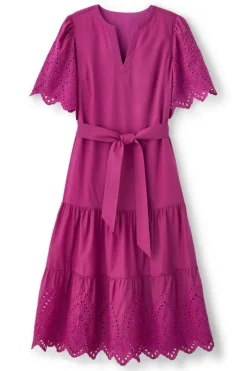 Soft Surroundings Dresses|Verena Eyelet Midi Dress DeepOrchid