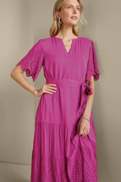 Soft Surroundings Dresses|Verena Eyelet Midi Dress DeepOrchid