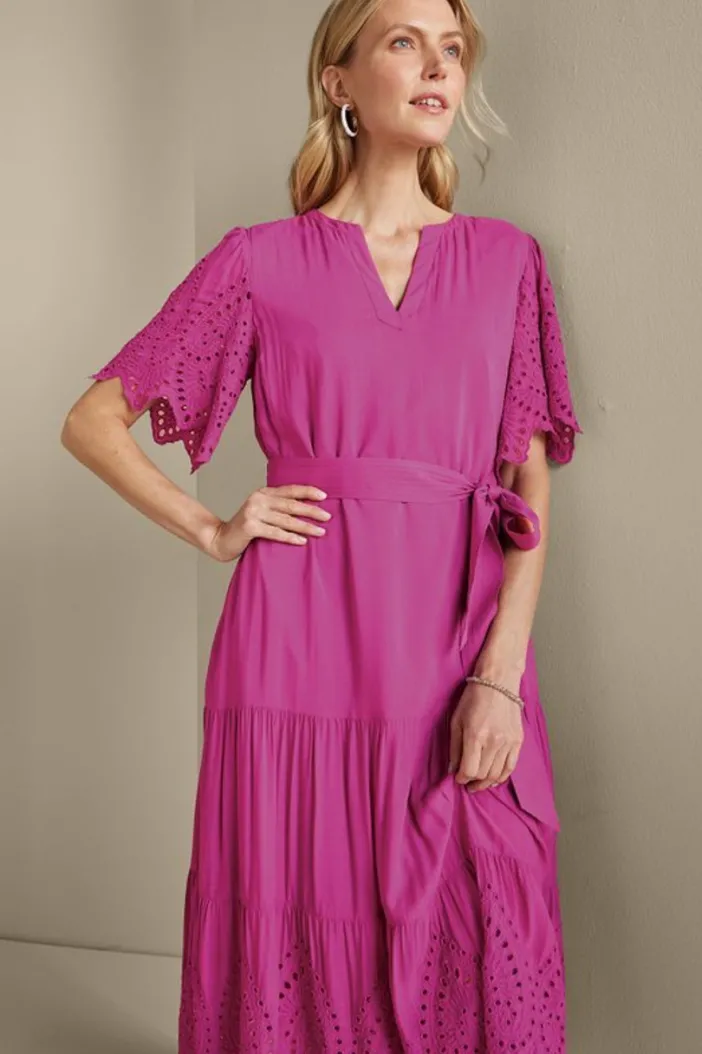 Soft Surroundings Dresses|Verena Eyelet Midi Dress DeepOrchid