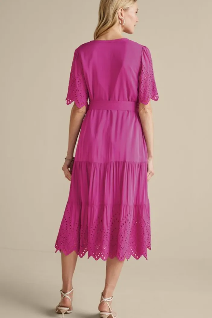Soft Surroundings Dresses|Verena Eyelet Midi Dress DeepOrchid