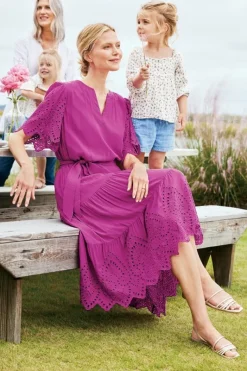 Soft Surroundings Dresses|Verena Eyelet Midi Dress DeepOrchid