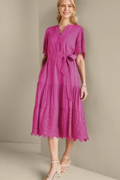 Soft Surroundings Dresses|Verena Eyelet Midi Dress DeepOrchid