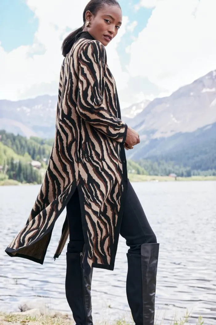 Soft Surroundings Sweaters & Cardigans|Veronica Jacquard Cardigan NeutralAnimal