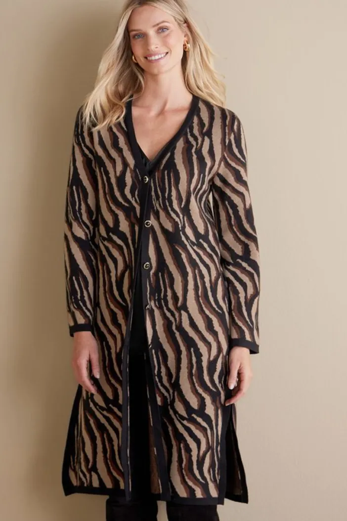 Soft Surroundings Sweaters & Cardigans|Veronica Jacquard Cardigan NeutralAnimal