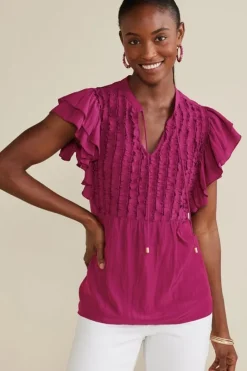 Soft Surroundings Tops|Victoria Ruffle Tunic Sangria