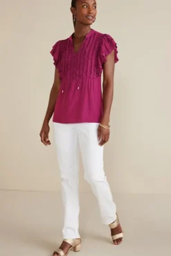 Soft Surroundings Tops|Victoria Ruffle Tunic Sangria