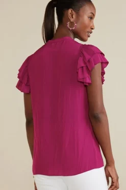 Soft Surroundings Tops|Victoria Ruffle Tunic Sangria