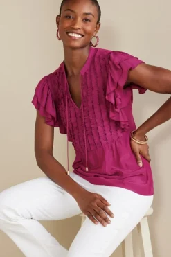 Soft Surroundings Tops|Victoria Ruffle Tunic Sangria