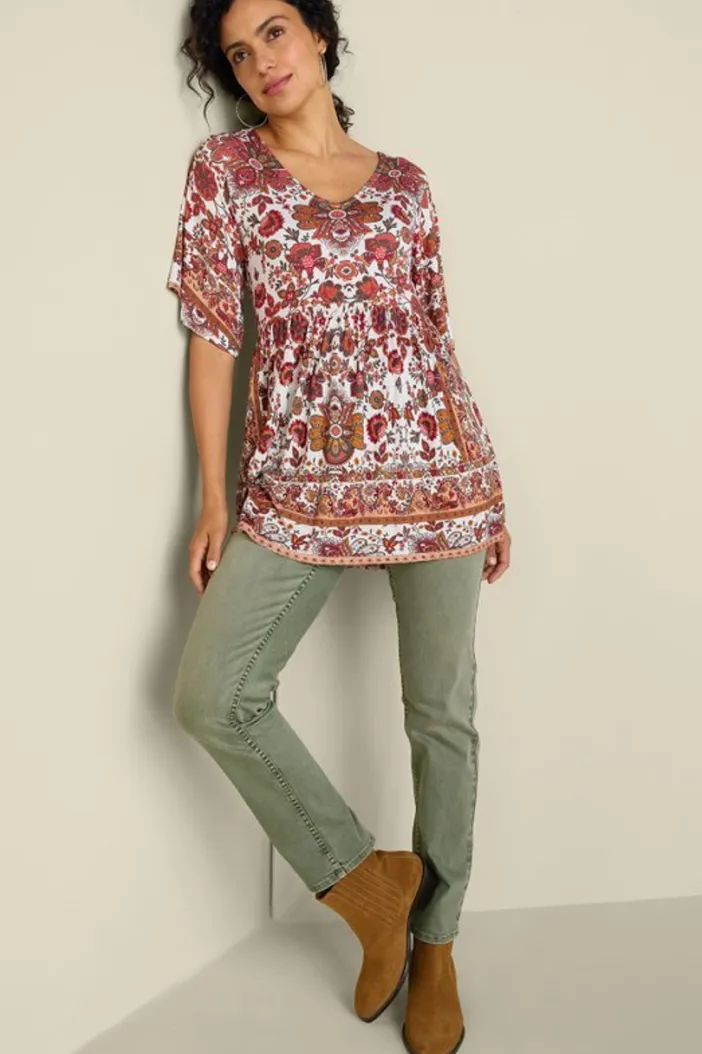 Soft Surroundings Tops|Tunics & Leggings|Vina Short Sleeve Tunic SanFranScarfCream