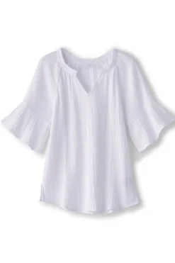 Soft Surroundings Tops|Vinka Gauze Pullover SunkistCoral