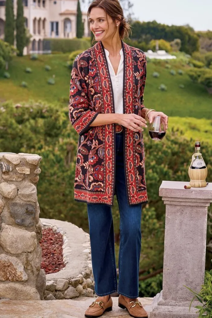 Soft Surroundings Tops|Sweaters & Cardigans|Vitrine Jacquard Cardigan FallGarden