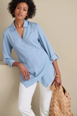 Soft Surroundings Tops|Tunics & Leggings|Washed Tencel™ Tunic LightWashDenim