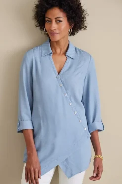 Soft Surroundings Tops|Tunics & Leggings|Washed Tencel™ Tunic LightWashDenim