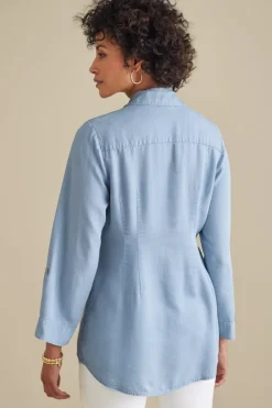 Soft Surroundings Tops|Tunics & Leggings|Washed Tencel™ Tunic LightWashDenim