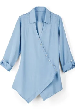 Soft Surroundings Tops|Tunics & Leggings|Washed Tencel™ Tunic LightWashDenim