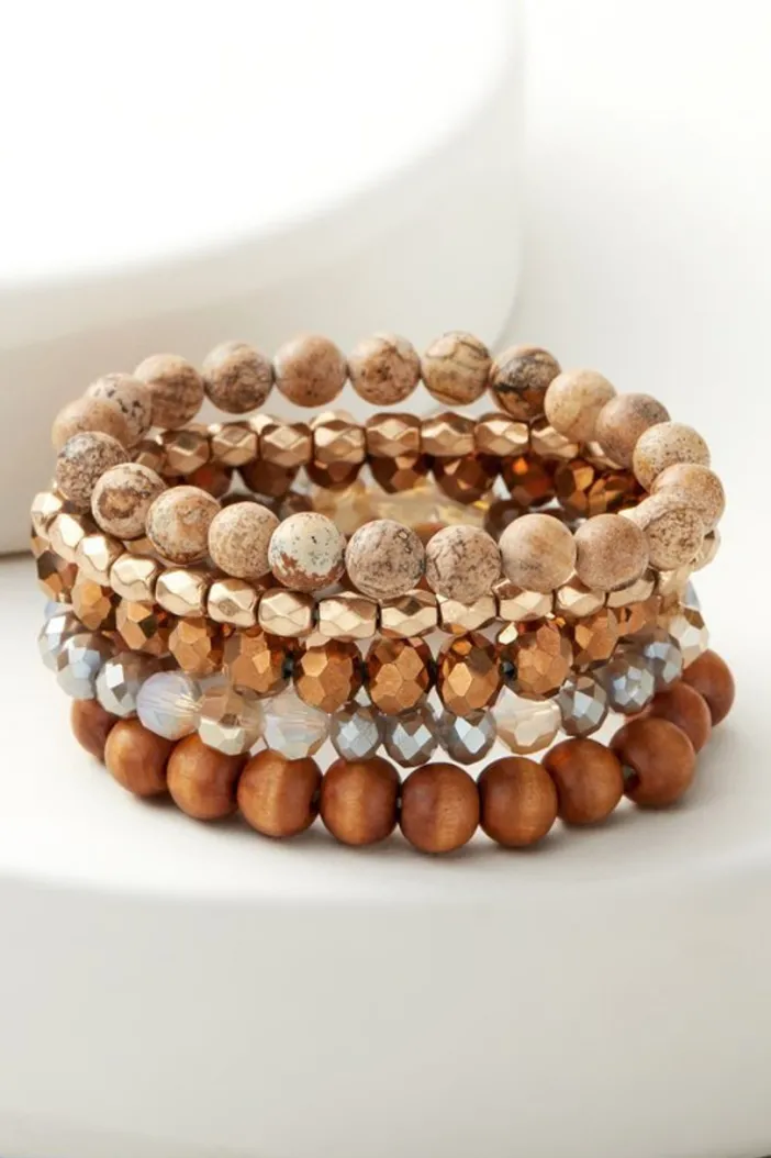 Soft Surroundings Jewelry|Bracelets|Wren Stretch Bracelet Set Brown/Gold