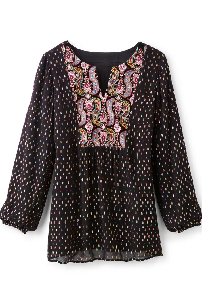 Soft Surroundings Tops|Wynn Shimmer Tunic Black