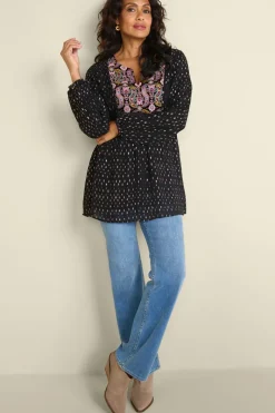 Soft Surroundings Tops|Wynn Shimmer Tunic Black