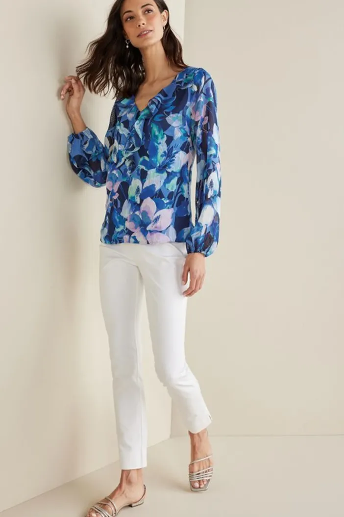 Soft Surroundings Tops|Xenia Ruffle Top PurpleFloral