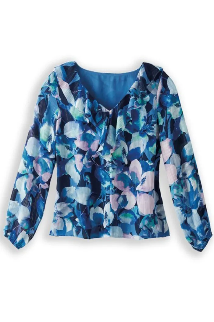 Soft Surroundings Tops|Xenia Ruffle Top PurpleFloral