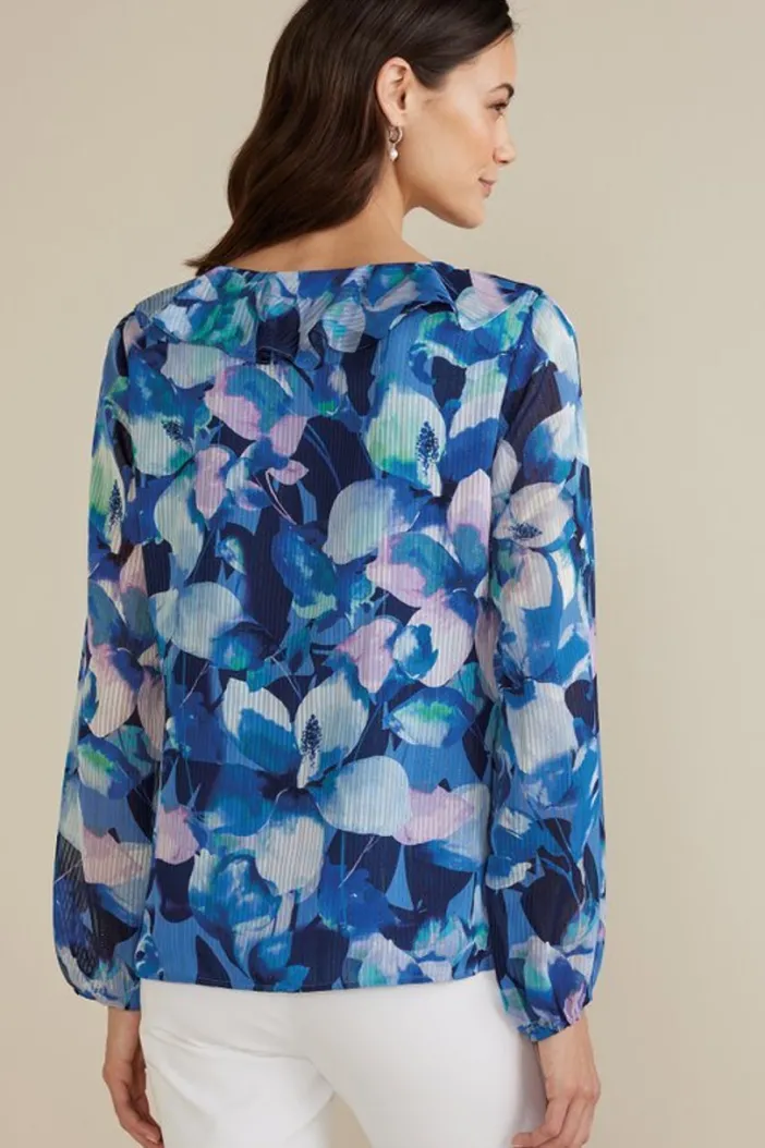 Soft Surroundings Tops|Xenia Ruffle Top PurpleFloral