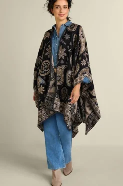 Soft Surroundings Toppers|Jackets & Coats|Yasmin Embroidered Wrap BlackMulti