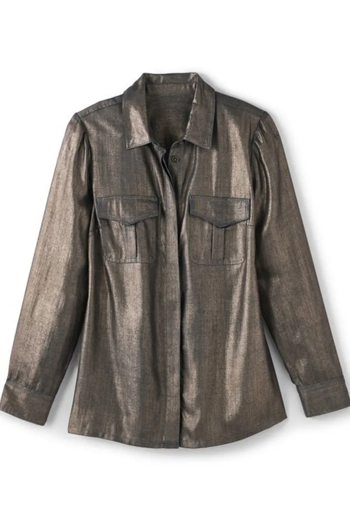 Soft Surroundings Tops|Zafina Shirt MetallicGoldLuster