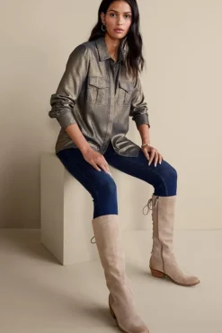 Soft Surroundings Tops|Zafina Shirt MetallicGoldLuster