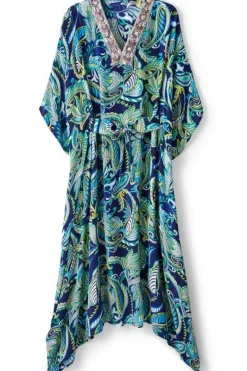 Soft Surroundings Dresses|Zorica Caftan CoastalPaisleyBlue