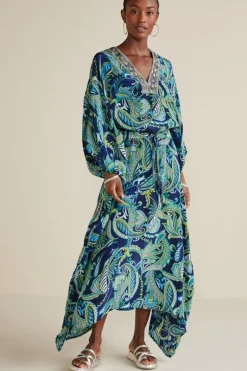 Soft Surroundings Dresses|Zorica Caftan CoastalPaisleyBlue