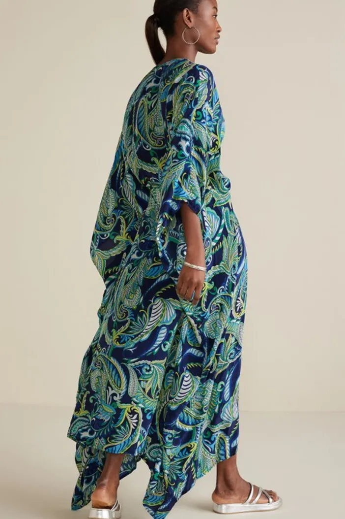 Soft Surroundings Dresses|Zorica Caftan CoastalPaisleyBlue